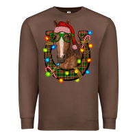 Chestnut christmas horseshoe with horse Premium Sweatshirt - RanaPortraitStore