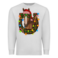 Dove Grey christmas horseshoe with horse Premium Sweatshirt - RanaPortraitStore
