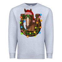 Heather Grey christmas horseshoe with horse Premium Sweatshirt - RanaPortraitStore