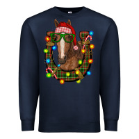 Navy christmas horseshoe with horse Premium Sweatshirt - RanaPortraitStore