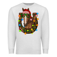 Oatmeal Heather christmas horseshoe with horse Premium Sweatshirt - RanaPortraitStore