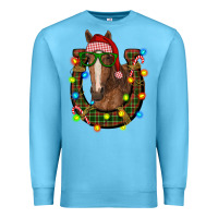 Ocean Blue christmas horseshoe with horse Premium Sweatshirt - RanaPortraitStore