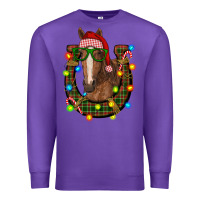 Purple christmas horseshoe with horse Premium Sweatshirt - RanaPortraitStore