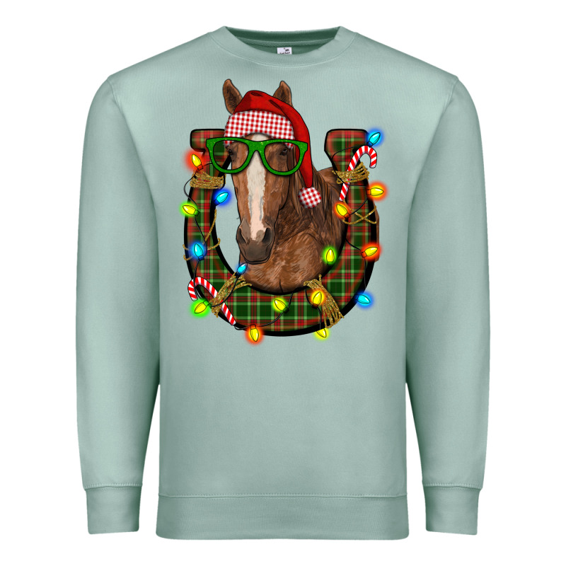 Christmas Horseshoe With Horse Premium Sweatshirt by RanaPortraitStore | Teevron