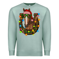 Seafoam christmas horseshoe with horse Premium Sweatshirt - RanaPortraitStore