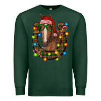 Sports Green christmas horseshoe with horse Premium Sweatshirt - RanaPortraitStore