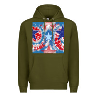 Army Green patriotic tie dye stars Premium Hoodie - BundleAndBundleShop