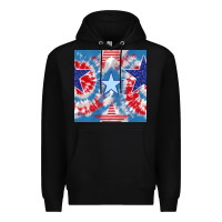 Black patriotic tie dye stars Premium Hoodie - BundleAndBundleShop