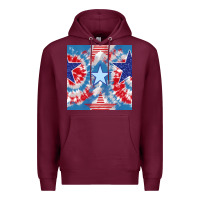 Burgundy patriotic tie dye stars Premium Hoodie - BundleAndBundleShop