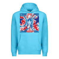 Ocean Blue patriotic tie dye stars Premium Hoodie - BundleAndBundleShop