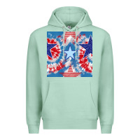 Seafoam patriotic tie dye stars Premium Hoodie - BundleAndBundleShop