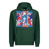 Sports Green patriotic tie dye stars Premium Hoodie - BundleAndBundleShop