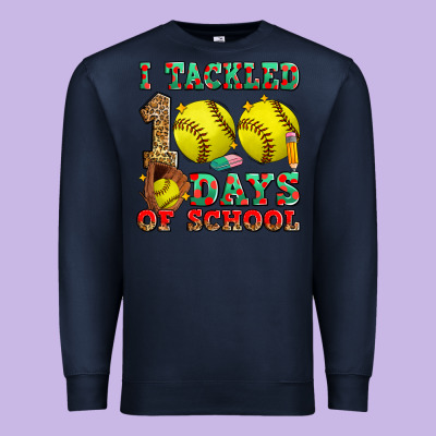 I Tackled 100 Days Of School Softball Premium Sweatshirt Designed By Zillion Design Studio