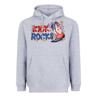 Heather Grey kick rocks cowboy boots fourth of july Heavyweight Hoodie - texasbilliewilder