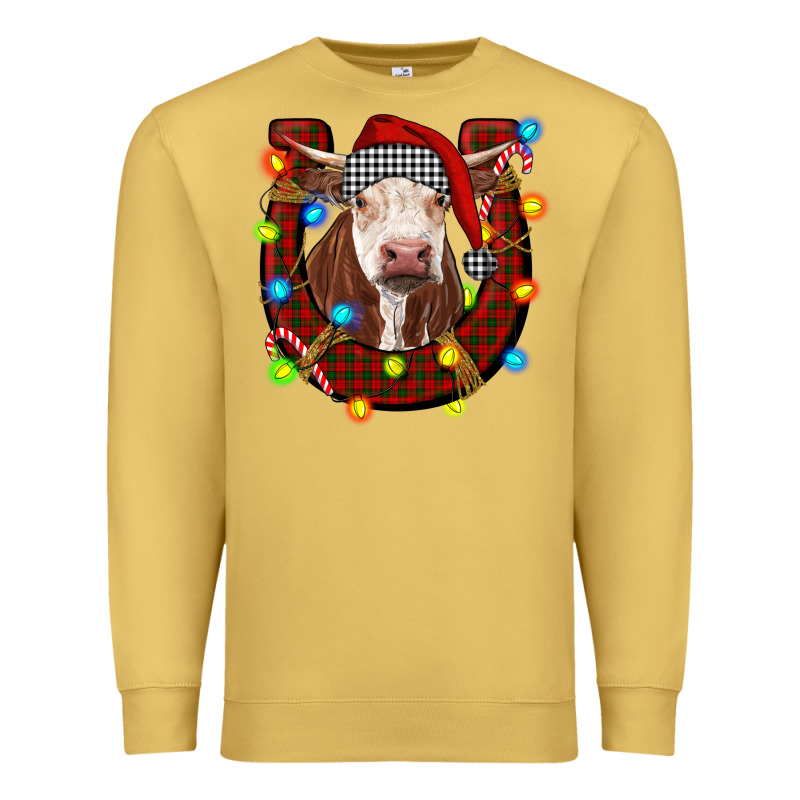 Christmas Horseshoe With Hereford Cow Premium Sweatshirt by RanaPortraitStore | Teevron