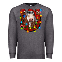Charcoal Heather christmas horseshoe with hereford cow Premium Sweatshirt - RanaPortraitStore