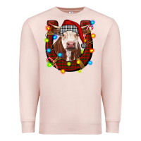 Pale Pink christmas horseshoe with hereford cow Premium Sweatshirt - RanaPortraitStore