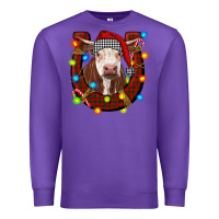 Purple christmas horseshoe with hereford cow Premium Sweatshirt - RanaPortraitStore