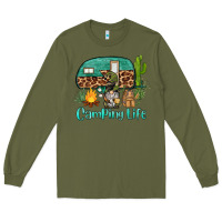 Army Green camping life caravan and gnome Long Sleeve Tee - BarkalooDesign