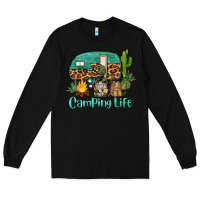 Black camping life caravan and gnome Long Sleeve Tee - BarkalooDesign