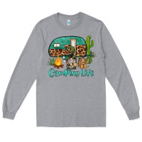 Heather Grey camping life caravan and gnome Long Sleeve Tee - BarkalooDesign