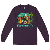Plum camping life caravan and gnome Long Sleeve Tee - BarkalooDesign