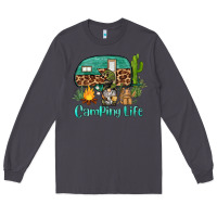 Smoke camping life caravan and gnome Long Sleeve Tee - BarkalooDesign
