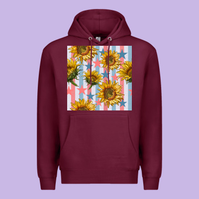 Patriotic Sunflowers Stripes And Stars Seamless Patrern Premium Hoodie Designed By Bundleandbundleshop