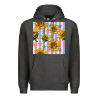 Charcoal Heather patriotic sunflowers stripes and stars seamless patrern Premium Hoodie - BundleAndBundleShop