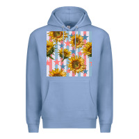 Colony Blue patriotic sunflowers stripes and stars seamless patrern Premium Hoodie - BundleAndBundleShop