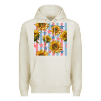 Oatmeal Heather patriotic sunflowers stripes and stars seamless patrern Premium Hoodie - BundleAndBundleShop