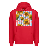 Red patriotic sunflowers stripes and stars seamless patrern Premium Hoodie - BundleAndBundleShop