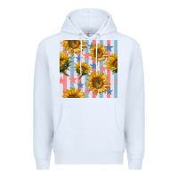 White patriotic sunflowers stripes and stars seamless patrern Premium Hoodie - BundleAndBundleShop