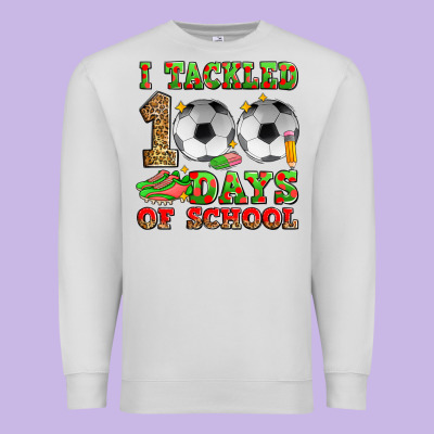 I Tackled 100 Days Of School Soccer Premium Sweatshirt Designed By Zillion Design Studio