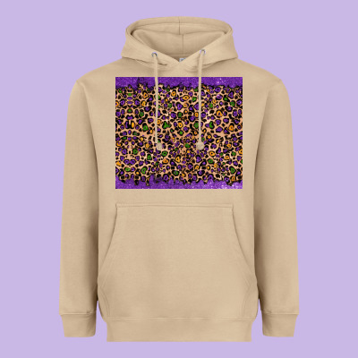 Heavyweight Hoodie mardi gras leopard
