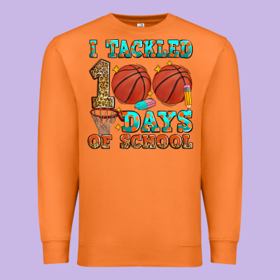 I Tackled 100 Days Of School Basketball Premium Sweatshirt Designed By Zillion Design Studio