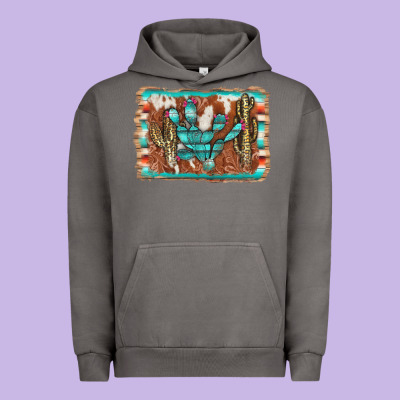Cactus Cowhide Serape Urban Hoodie Designed By Adodesignshop
