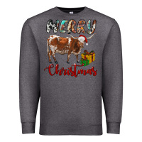 Charcoal Heather Texas Longhorn Merry Christmas Premium Sweatshirt - RanaPortraitStore