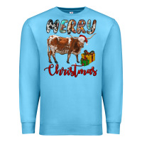Ocean Blue Texas Longhorn Merry Christmas Premium Sweatshirt - RanaPortraitStore