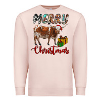 Pale Pink Texas Longhorn Merry Christmas Premium Sweatshirt - RanaPortraitStore