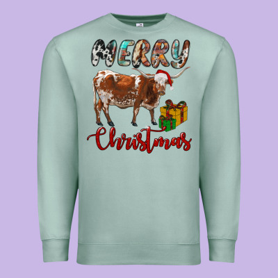Texas Longhorn Merry Christmas Premium Sweatshirt Designed By Ranaportraitstore