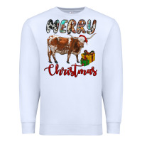 White Texas Longhorn Merry Christmas Premium Sweatshirt - RanaPortraitStore