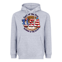 Heather Grey land of the free usa because of the brave billie w Heavyweight Hoodie - texasbilliewilder
