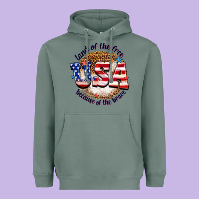 Heavyweight Hoodie land of the free usa because of the brave billie w