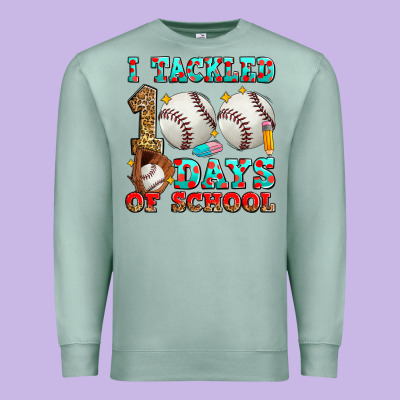 I Tackled 100 Days Of School Baseball Premium Sweatshirt Designed By Zillion Design Studio