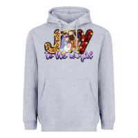 Heather Grey joy to the world Heavyweight Hoodie - Zillion Design Studio