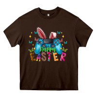 Chocolate Brown Happy Easter Gamer Heavy Core Tee - CowhideDigitalArt