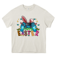 Cream Happy Easter Gamer Heavy Core Tee - CowhideDigitalArt