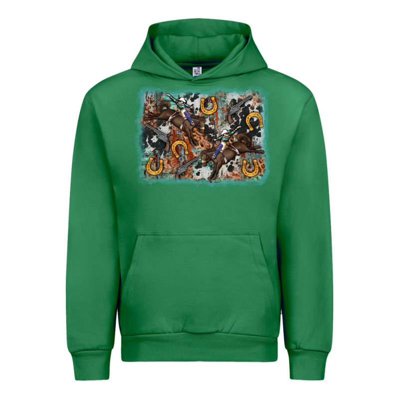 Bucking Bronco Rodeo Revolver Western Background Urban Hoodie by AdoDesignShop | Teevron