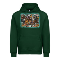 Forest Green bucking bronco rodeo revolver western background Urban Hoodie - AdoDesignShop